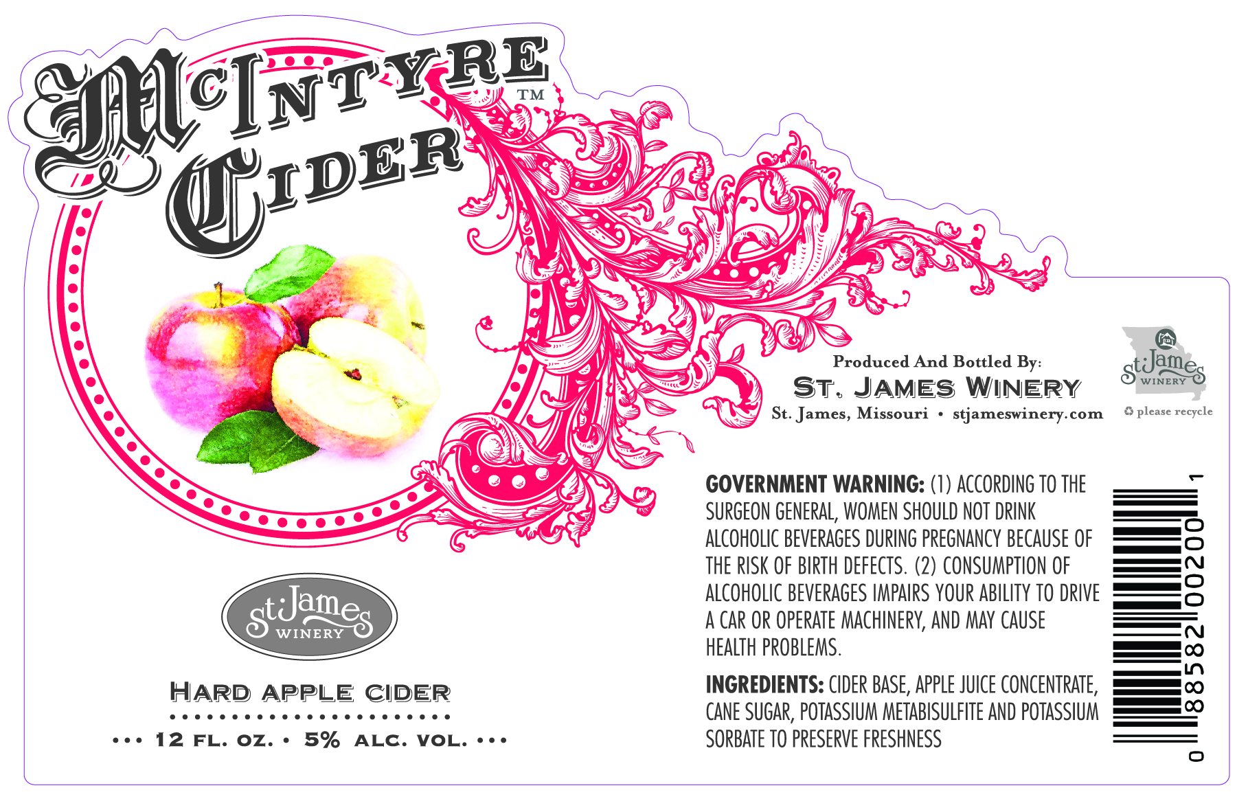 Hard Apple Cider St. James Winery